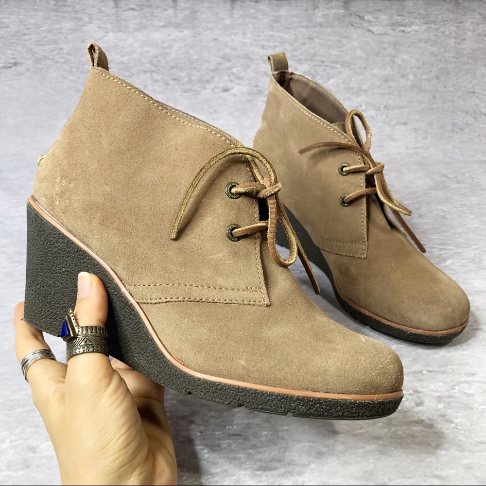 Sperry Harlow Wedge Ankle Lace Up Bootie Brown 8